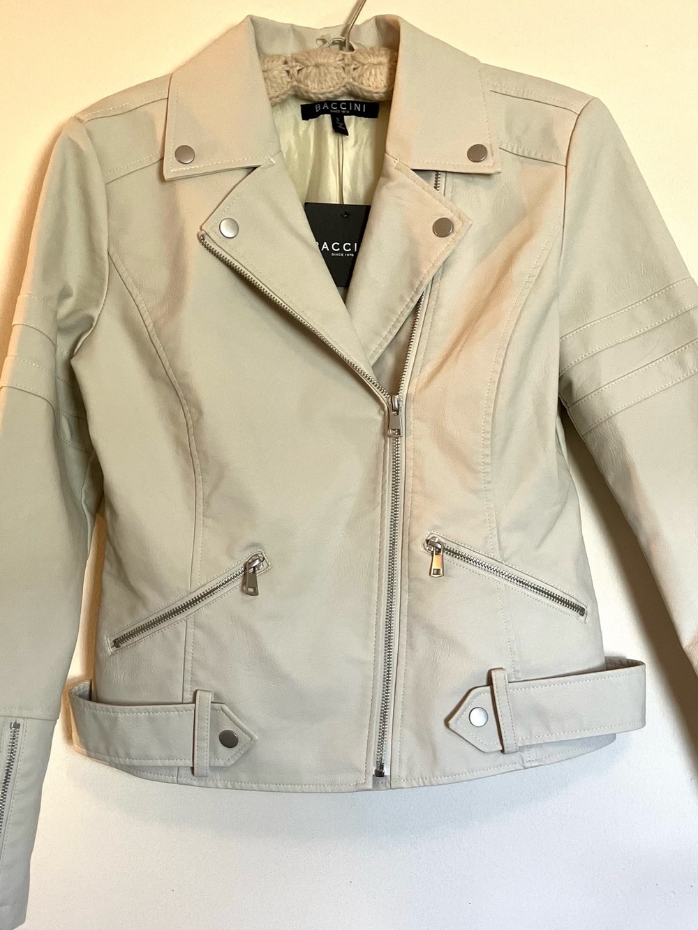 Baccini Women's Light Cream Moto Jacket